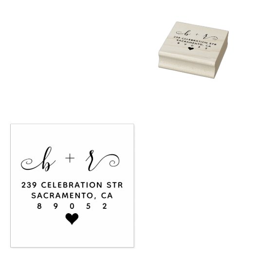 かわいい手書きイニシャル結婚の差出人住所 ラバースタンプ (押印)