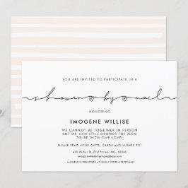 かわいい手書きスクリプト ベビーシャワー郵送で 招待状