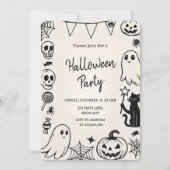 かわいい手書きハローウィンパーティキッズ シーズンカード (正面)