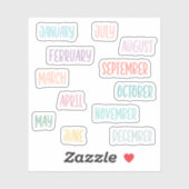 かわいい手書きパステルカラフルヶ月 シール (シート)