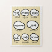 かわいい手書きママ世界言語家族 ジグソーパズル (縦)