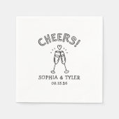 かわいい手書き応援シンプル名前をカスタムする結婚ズ スタンダードカクテルナプキン (正面)