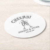 かわいい手書き応援シンプル名前をカスタムする結婚ズ ラウンドペーパーコースター (アングル)