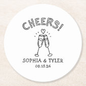 かわいい手書き応援シンプル名前をカスタムする結婚ズ ラウンドペーパーコースター (正面)