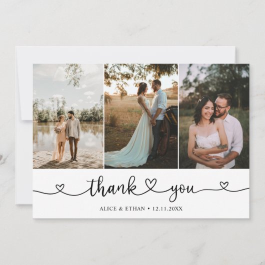 かわいい手書き書きハート写真ありがとう サンキューカード (正面)