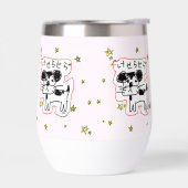 かわいい手書き犬「けせらせら犬」と星がいっぱい♡ ステンレス製ワインタンブラー (左面)