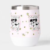 かわいい手書き犬「けせらせら犬」と星がいっぱい♡ ステンレス製ワインタンブラー (背面)