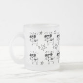 かわいい手書き犬「けせらせら犬」 フロストグラスマグカップ (左)