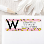 かわいい手絵を描の水彩バナナとピンク ラベル (インサイチュ)