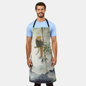 かわいい手絵を描赤パンダ エプロン (着用した状態)