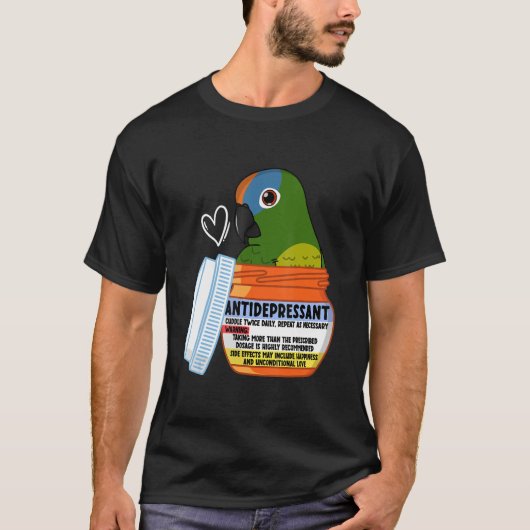 かわいい抗うつ薬インコ ホオアカウロコインコ Tシャツ (正面)