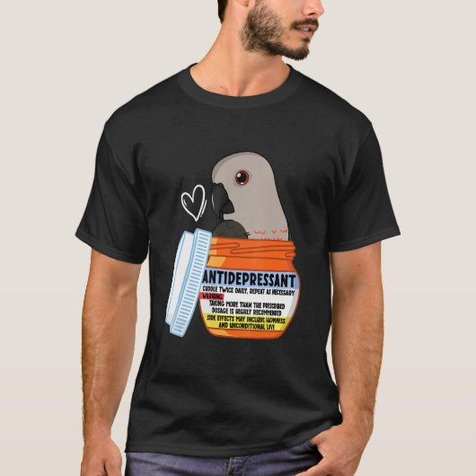 かわいい抗うつ薬インコ 赤腹インコ Tシャツ (正面)