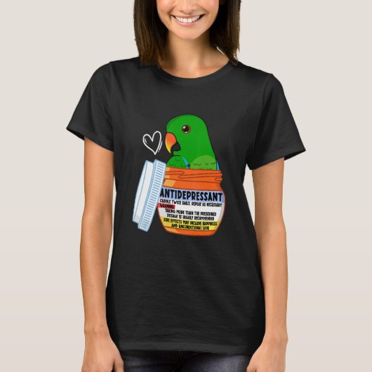 かわいい抗うつ薬インコ 雄 エクレクタス Tシャツ (正面)