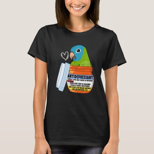 かわいい抗うつ薬オウムI青い冠を付けたコンウールP Tシャツ (正面)