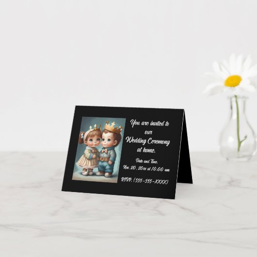 かわいい折り畳み結婚式招待状カード カード (小さな植物)