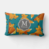 かわいい折り紙キツネモノグラム ランバークッション (裏面)