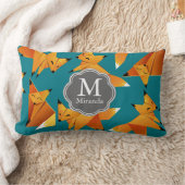 かわいい折り紙キツネモノグラム ランバークッション (ブランケット)