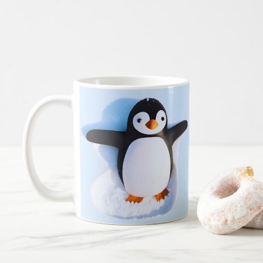 かわいい抱きペンギン コーヒーマグカップ (ドーナツ)
