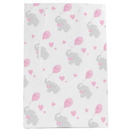 かわいい抱き枕赤ちゃんシャワー女の子エレファントバルーン ミディアムペーパーバッグ