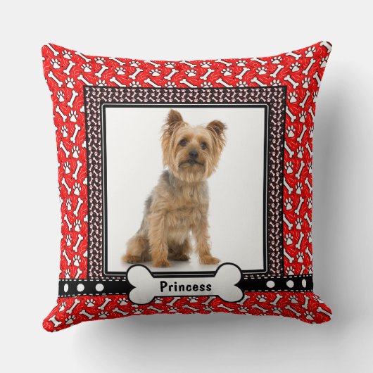 かわいい抱擁の小犬のポートレートのクリスマスの枕 クッション (裏面)