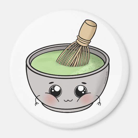かわいい抹茶のボウル - かわいい マグネット (正面)