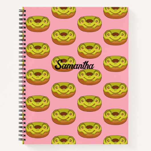 かわいい抹茶カエルのドーナツ ノートブック (正面)