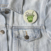 かわいい抹茶タピオカティーと猫のかわいいアイスドリンク 缶バッジ (インサイチュ)