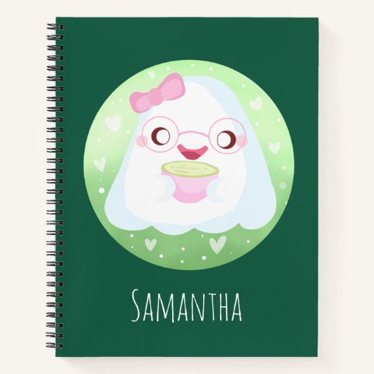 かわいい抹茶ラテの幽霊 ノートブック (正面)