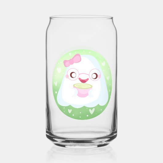 かわいい抹茶ラテ幽霊 ガラス缶 (裏面)