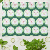 かわいい抹茶ラテ幽霊 キッチンタオル (折り畳み)