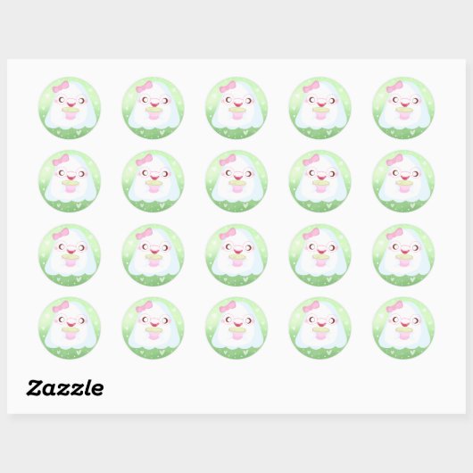 かわいい抹茶ラテ幽霊 ラウンドシール (シート)