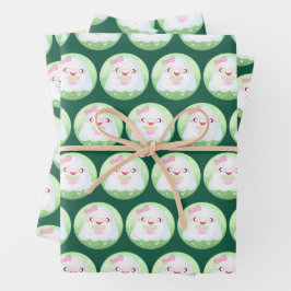 かわいい抹茶ラテ幽霊 ラッピングペーパーシート