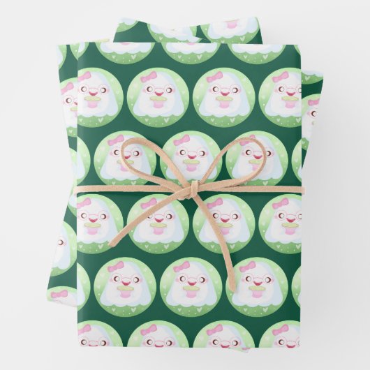 かわいい抹茶ラテ幽霊 ラッピングペーパーシート (インサイチュ)