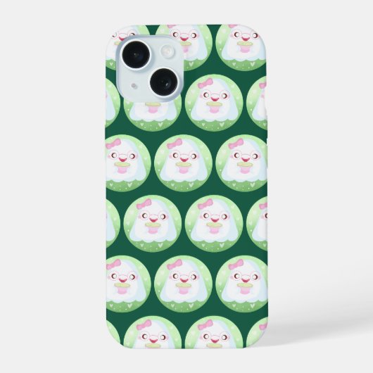 かわいい抹茶ラテ幽霊 iPhone 15ケース (裏面)