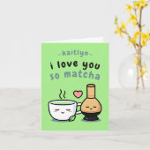 かわいい抹茶ラブアニメバレンタインデー カード (黄色い花)