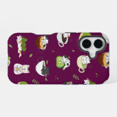 かわいい抹茶猫のシームレスパターン iPhone 16ケース (裏面横)