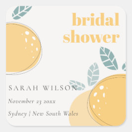 かわいい抽象的なレモンのフルーティーな大胆なウェディングシャワー スクエアシール