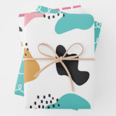 かわいい抽象的な落書きの縞模様の石 ラッピングペーパーシート (インサイチュ)