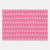 かわいい抽象的な落書き花の縞模様 ラッピングペーパーシート (正面2)