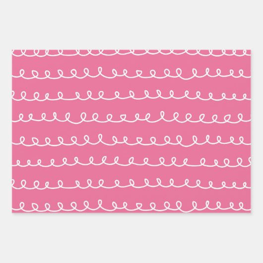 かわいい抽象的な落書き花の縞模様 ラッピングペーパーシート (正面2)