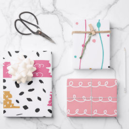 かわいい抽象的な落書き ストライプ ブラシストローク ラッピングペーパーシート