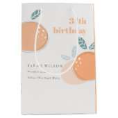 かわいい抽象芸術オレンジフルーティはっきりした任意の年齢誕生日 ミディアムペーパーバッグ (正面)