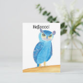 かわいい抽象芸術カスタムフクロウ葉書 ポストカード (スタンド正面)