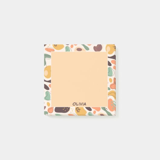 かわいい抽象芸術カラフルパターンのモノグラム名 ポストイット (正面)