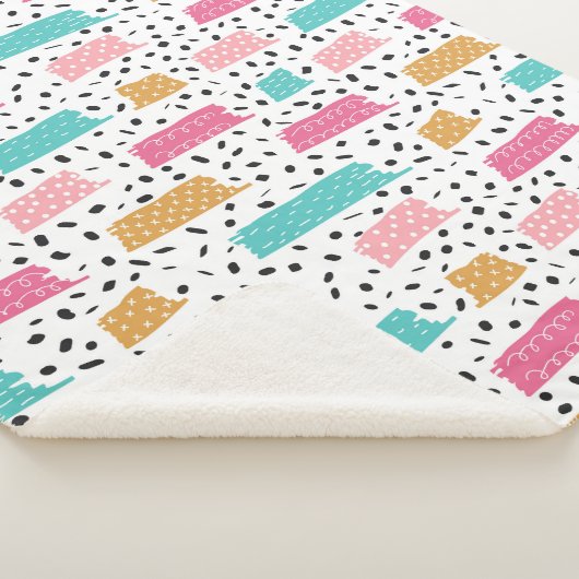 かわいい抽象芸術ドードルパターン シェルパブランケット (3/4)