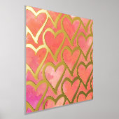 かわいい抽象芸術ハートピンク 箔ポスター (レイダウン)
