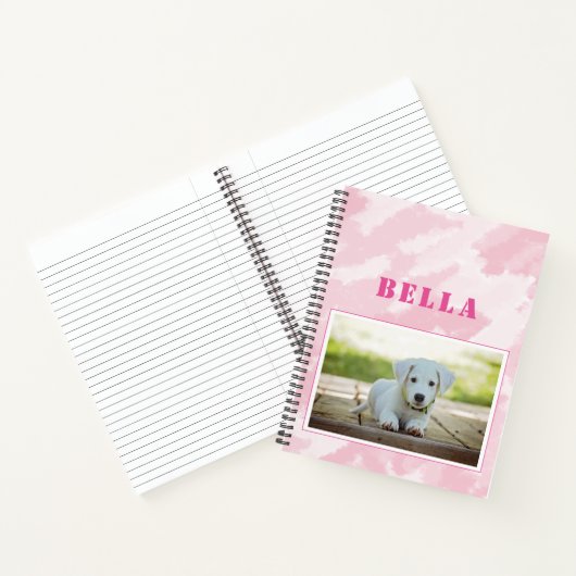 かわいい抽象芸術ピンク犬の写真と名前 ノートブック (内部)