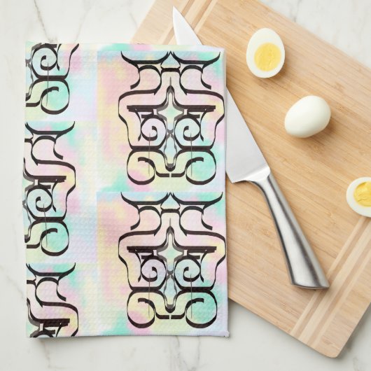 かわいい抽象芸術ピンク色のパターン キッチンタオル (四つ折り)