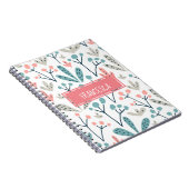 かわいい抽象芸術ピンク青抽象芸術花モノグラム ノートブック (右側)