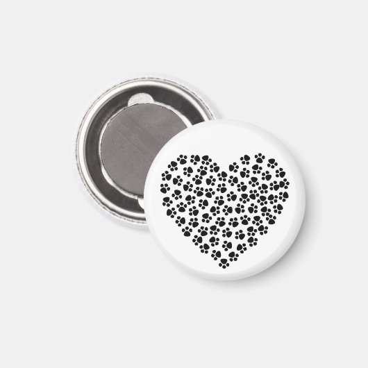 かわいい抽象芸術ブラックポープリントプリントハートバレンタイン マグネット (正面/裏面)